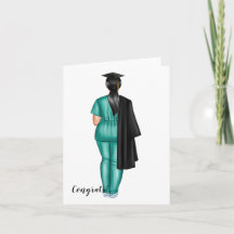 Personalised Woman in Scrubs Graduation Card