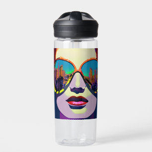 Personalised Woman in Sunglasses City Reflection  Water Bottle