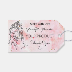Personalised Woman Portrait Pink Gift Tags