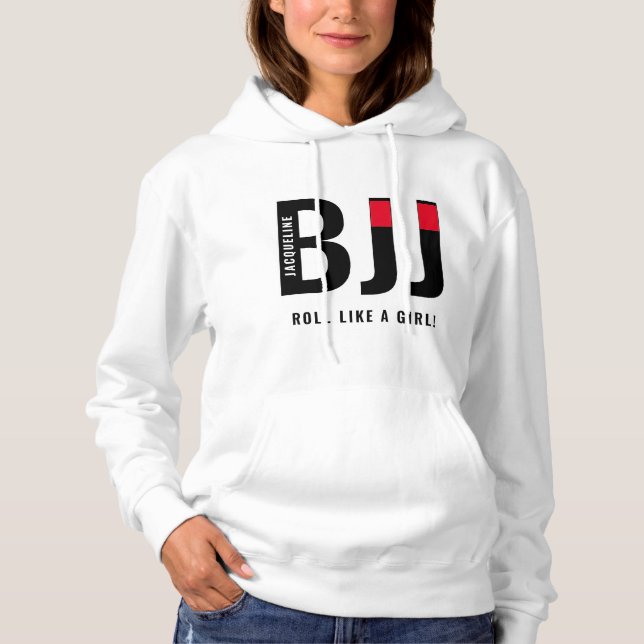 Personalised Woman's BJJ Jiu Jitsu Black Belt Hoodie (Front)