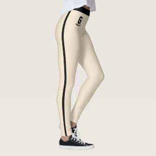 Personalised Women Champagne Gold Black Stripes Leggings