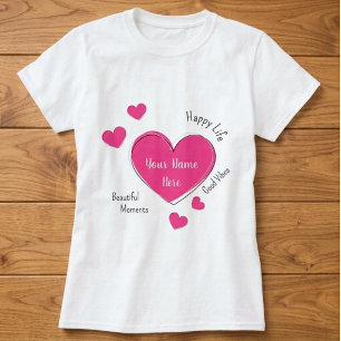 Personalised Women’s T-Shirt with Pink Heart