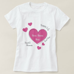 Personalised Women’s T-Shirt with Pink Heart