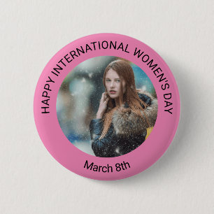 Personalised Women's Day Photo   March 8th 6 Cm Round Badge