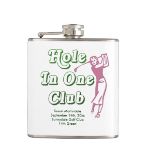 Personalised Womens Golf Hole in One Memento Hip Flask