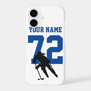 Personalised Womens Hockey Player Name Number Blue