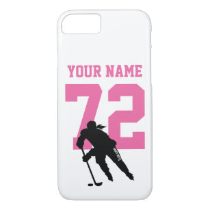 Personalised Womens Hockey Player Name Number Pink Case-Mate iPhone Case