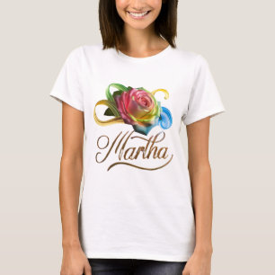 Personalised Women's T-Shirt with Colourful Rose