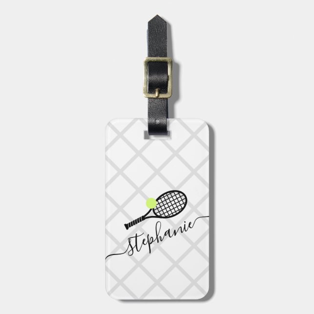 Personalised Womens Tennis Monogram Luggage Tag (Front Vertical)