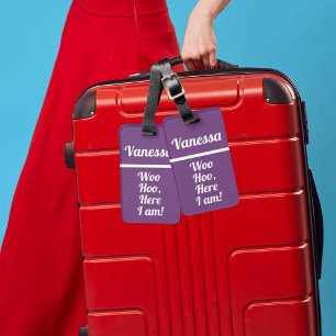 Personalised Woo Hoo Funny Luggage Tag