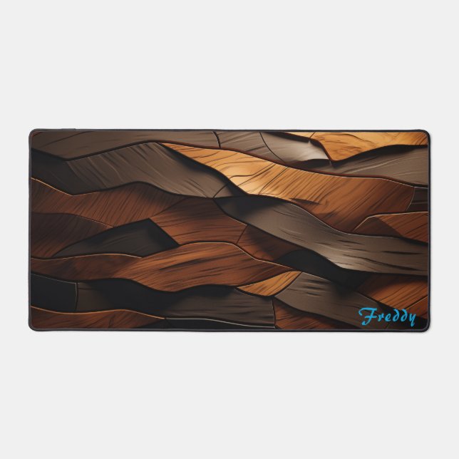 Personalised Wood Bark Panel Desk Mat (Front)