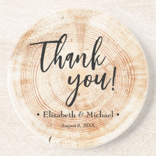 Personalised Wood bark rings custom Wedding thank  Coaster