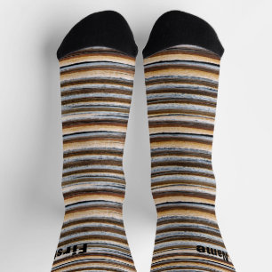 Personalised Wood Grain Stripes Socks