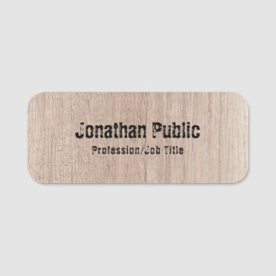 Personalised Wood Look Distressed Text Template Name Tag