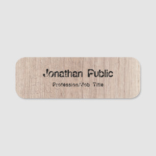 Personalised Wood Look Distressed Text Template Name Tag
