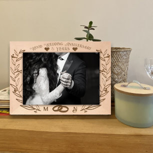 Personalised Wood Photo Frame Anniversary Gift