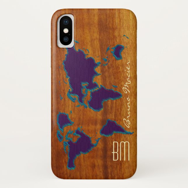 personalised wood worldmap Case-Mate iPhone case (Back)