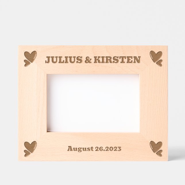 Personalised Wooden photo frame with names (Front)