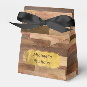 Personalised Wooden Timber Plank Gold Accents Fav Favour Box