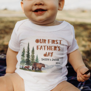 Personalised Woodland 1st Father's Day Baby Bodysuit