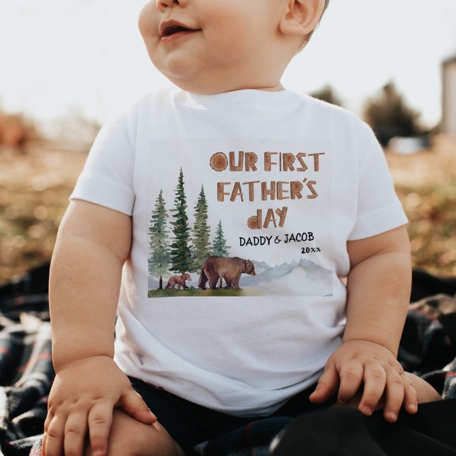 Personalised Woodland 1st Father's Day Baby T-Shirt (Creator Uploaded)