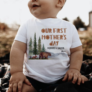 Personalised Woodland 1st Mother's Day Baby T-Shirt