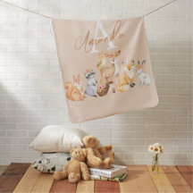 Personalised Woodland Animal Baby Blanket