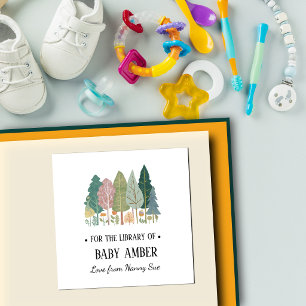 Personalised Woodland Baby Bookplate Sticker