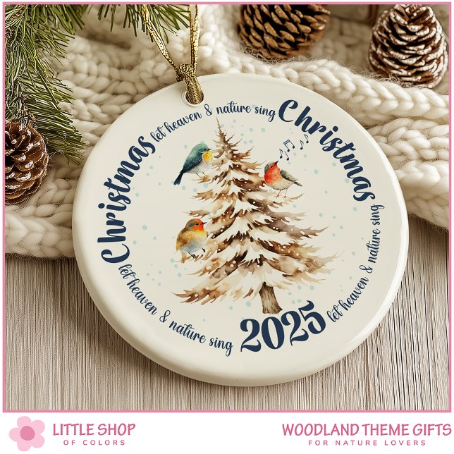Personalised Woodland Birds Heaven and Nature Sing Ceramic Ornament (Creator Uploaded)