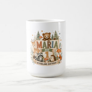 Personalised Woodland Birthday Animals Name and Ag Coffee Mug