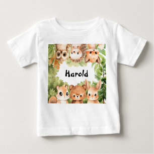 Personalised Woodland Boy Baby T-Shirt