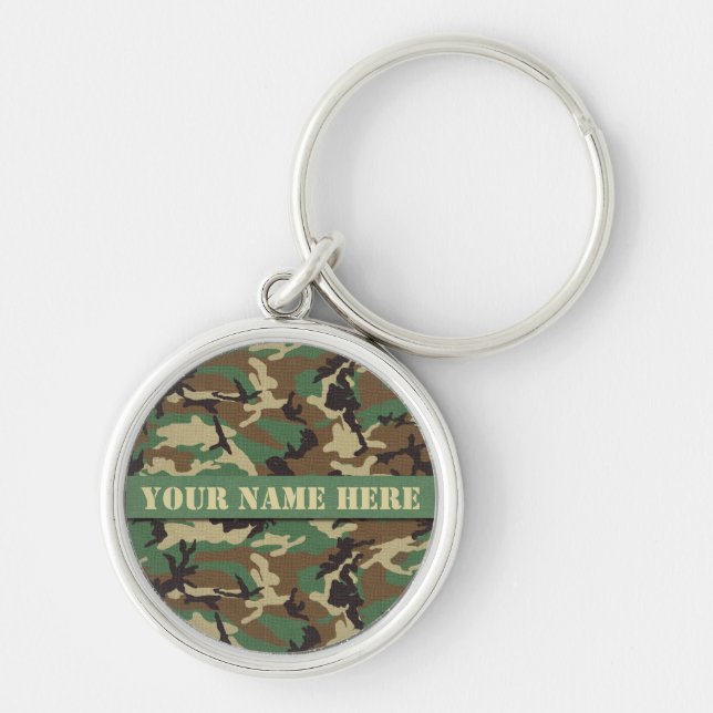 Personalised Woodland Camo Circular Keychain (Front)