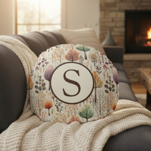 Personalised Woodland Cosy Cabin Round Cushion