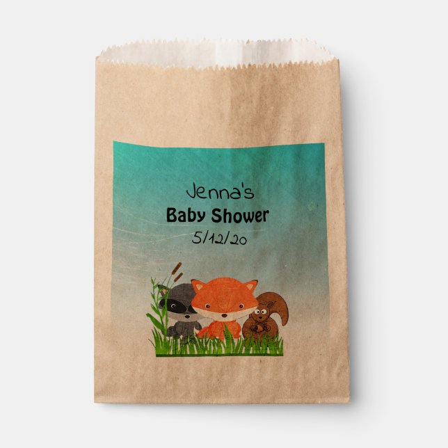 Personalised Woodland Creatures Baby Shower Bag (Front)