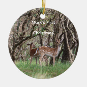 Personalised Woodland Deer Christmas Ornament
