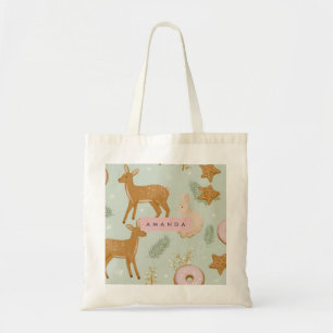 Personalised Woodland Deer & Cookie Pattern Tote Bag