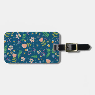 Personalised Woodland Floral Navy Blue Luggage Tag