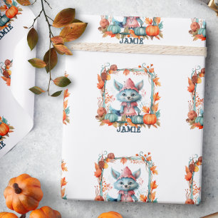 Personalised Woodland Fox Halloween Gift Wrapping Paper