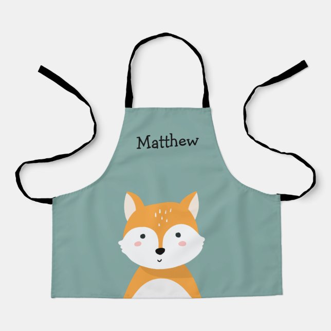 Personalised Woodland Fox Kids Apron (Front)