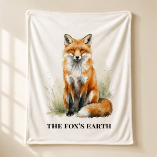 Personalised Woodland Fox Northwoods Retreat Art Fleece Blanket