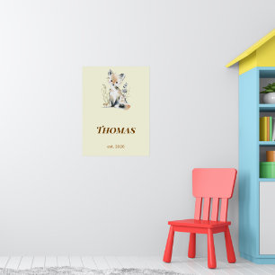 Personalised Woodland Fox Nursery Name Print