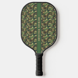Personalised Woodland Militairy Camo Print Pickleball Paddle