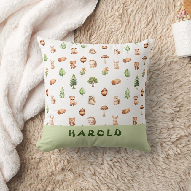 Personalised Woodland Nursery Cushion (Blanket)