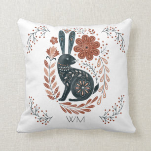 Personalised Woodland Rabbit Folk Art Cushion