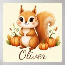 Personalised Woodland Squirrel Nursery Art