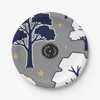 Personalised Woodland Tree and Star Paper Plates 