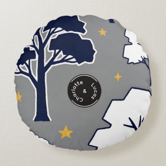Personalised Woodland Tree and Star Round Pillow