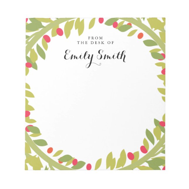Personalised Woodland Wreath Notepad (Front)