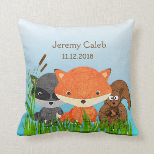 Personalised Woodlands Animals Fox Throw Pillow