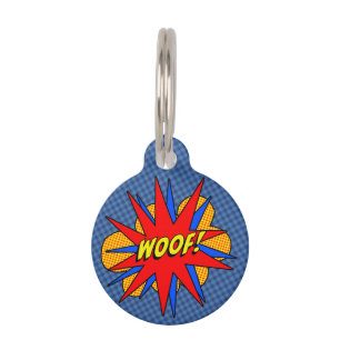 Personalised Woof Comic Burst Dog Tag